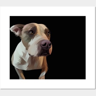 vector of brown white dog Posters and Art